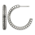 Chisel Stainless Steel Antiqued and Polished Post Hoop Earrings