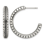 Chisel Stainless Steel Antiqued and Polished Post Hoop Earrings