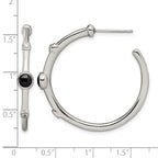 Chisel Stainless Steel Polished with Black Onyx and CZ Post Hoop Earrings