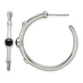 Chisel Stainless Steel Polished with Black Onyx and CZ Post Hoop Earrings