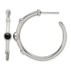 Chisel Stainless Steel Polished with Black Onyx and CZ Post Hoop Earrings