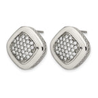 Stainless Steel Polished CZ Square Post Earrings