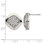 Stainless Steel Polished CZ Square Post Earrings