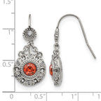 Chisel Stainless Steel Polished Red and Clear CZ Circle Dangle Shepherd Hook Earrings