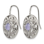 Chisel Stainless Steel Polished Synthetic Purple Calcedony Shepherd Hook Earrings