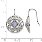 Chisel Stainless Steel Polished Synthetic Purple Calcedony Shepherd Hook Earrings