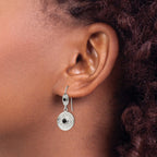 Stainless Steel Polished and Textured Black Onyx Circle Earrings