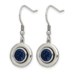 Chisel Stainless Steel Polished with Blue Druzy Dangle Shepherd Hook Earrings
