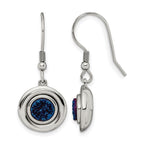 Chisel Stainless Steel Polished with Blue Druzy Dangle Shepherd Hook Earrings