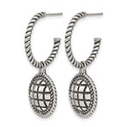 Stainless Steel Antiqued and Polished Blue Sandstone Reversible Earrings