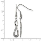 Chisel Stainless Steel Polished with CZ Infinity Dangle Shepherd Hook Earrings
