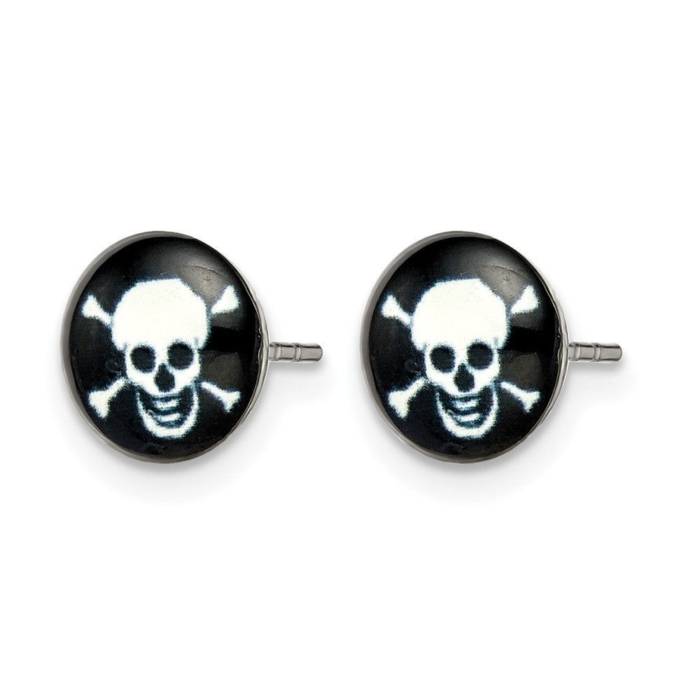 Chisel Stainless Steel Polished Skull Epoxy Post Earrings