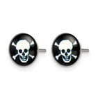 Chisel Stainless Steel Polished Skull Epoxy Post Earrings