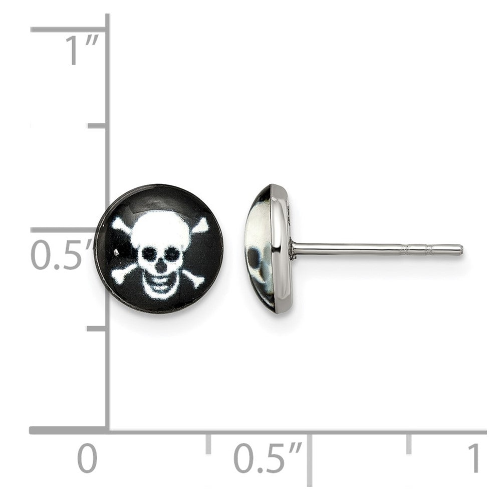Chisel Stainless Steel Polished Skull Epoxy Post Earrings