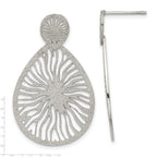 Stainless Steel Polished Laser Cut Starburst Teardrop Post Dangle Earrings