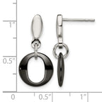 Chisel Stainless Steel Polished with Black Ceramic Post Dangle Earrings