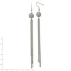 Stainless Steel Polished Laser Cut Bead w/ Tassel Dangle Earrings