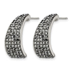 Stainless Steel Polished w/Crystal J Hoop Post Earrings
