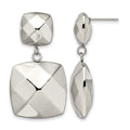 Stainless Steel Polished Hollow Squares Post Dangle Earrings