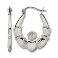 Chisel Stainless Steel Polished Claddagh Hoop Earrings