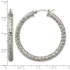 Chisel Stainless Steel Polished and Textured Hollow Hoop Earrings