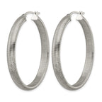Chisel Stainless Steel Polished and Textured Oval Hoop Earrings