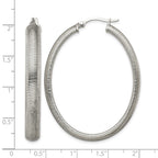 Chisel Stainless Steel Polished and Textured Oval Hoop Earrings
