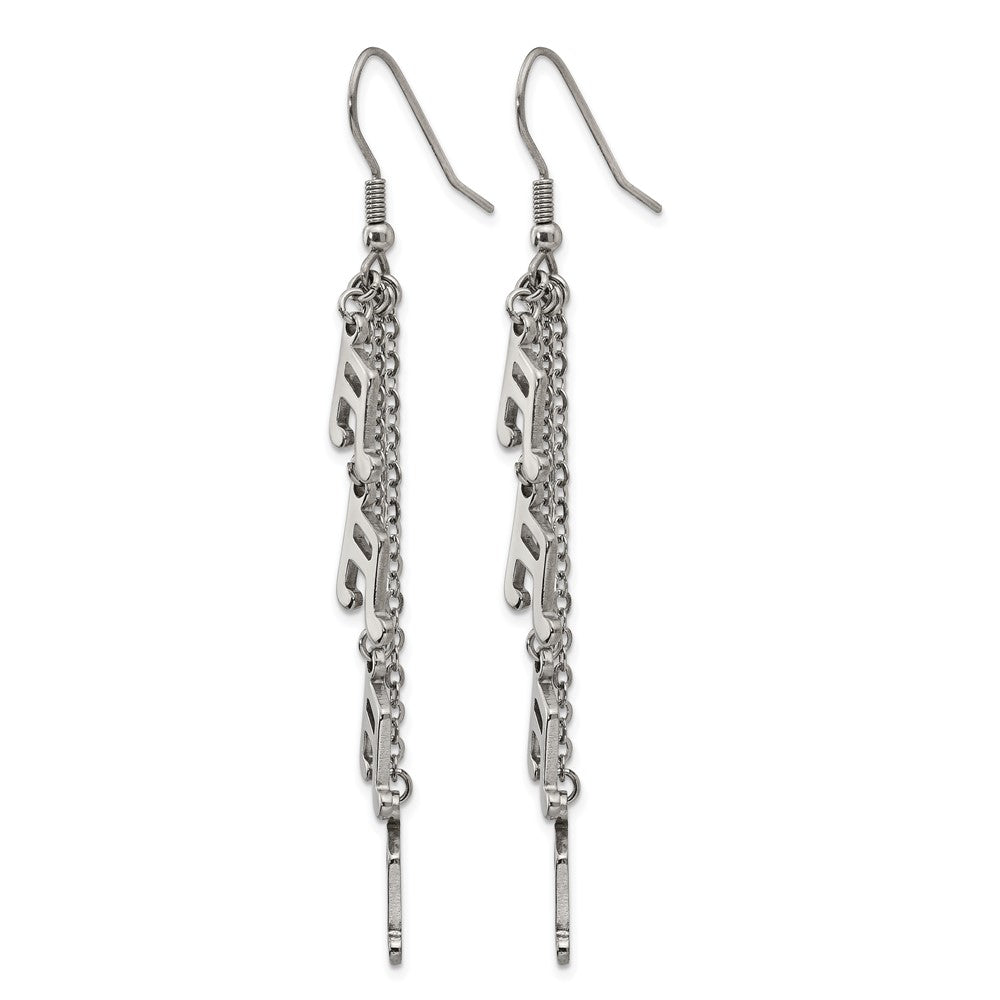 Chisel Stainless Steel Polished Music Note Multi Chain Dangle Shepherds Hook Earrings