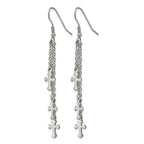 Chisel Stainless Steel Polished Multi Strand Cross Dangle Shepherd Hook Earrings