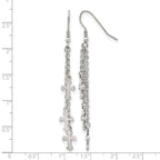 Chisel Stainless Steel Polished Multi Strand Cross Dangle Shepherd Hook Earrings