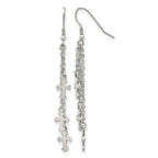 Chisel Stainless Steel Polished Multi Strand Cross Dangle Shepherd Hook Earrings