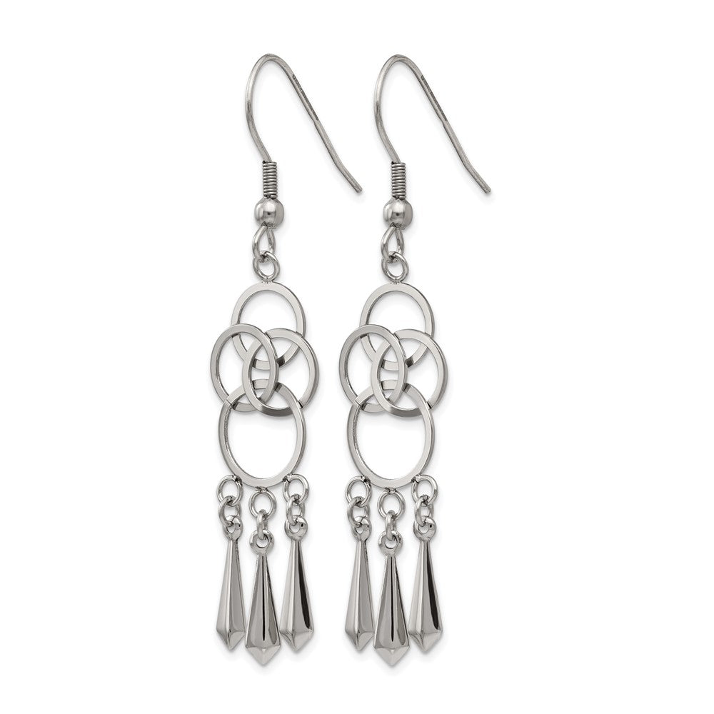 Chisel Stainless Steel Polished Dangle Shepherd Hook Earrings