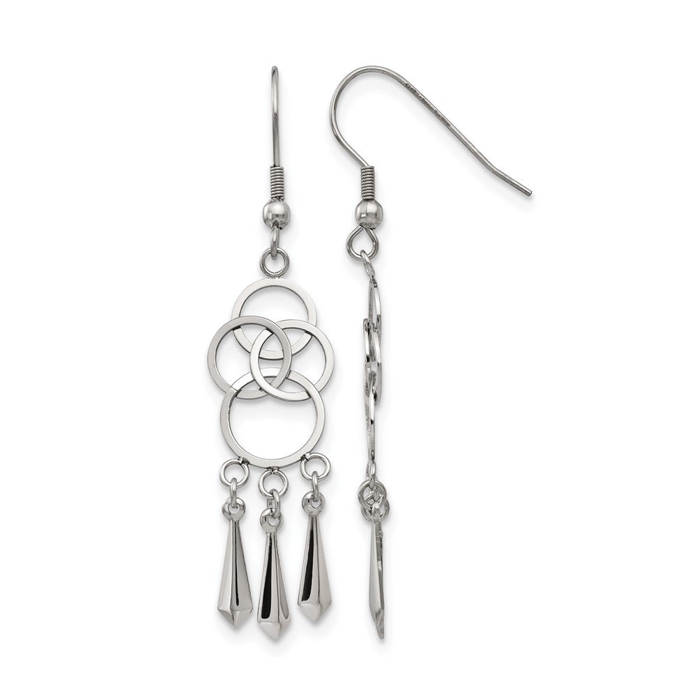 Chisel Stainless Steel Polished Dangle Shepherd Hook Earrings