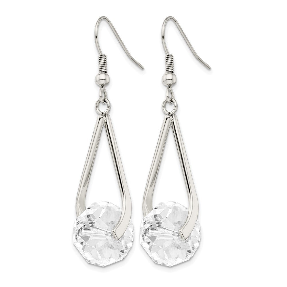 Chisel Stainless Steel Polished Glass Dangle Shepherd Hook Earrings