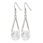 Chisel Stainless Steel Polished Glass Dangle Shepherd Hook Earrings