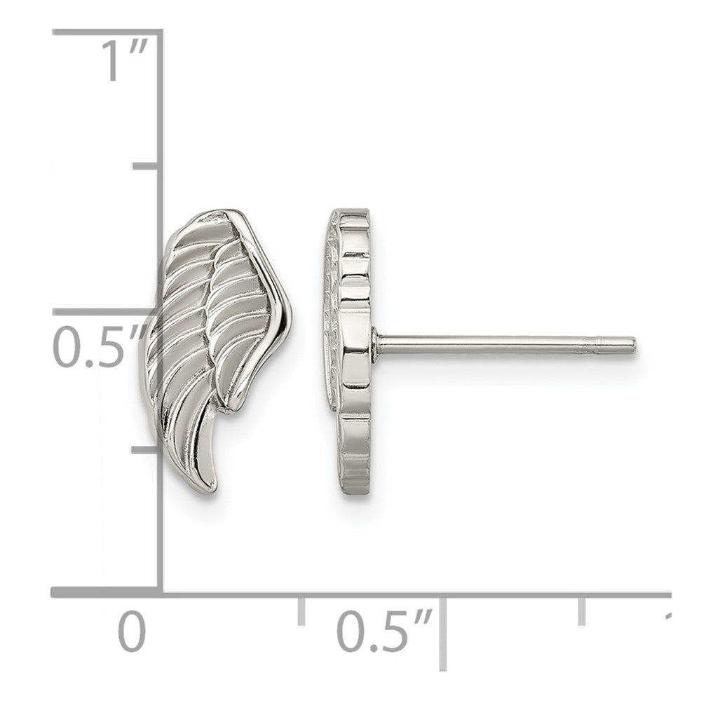 Chisel Stainless Steel Polished and Textured Wing Post Earrings
