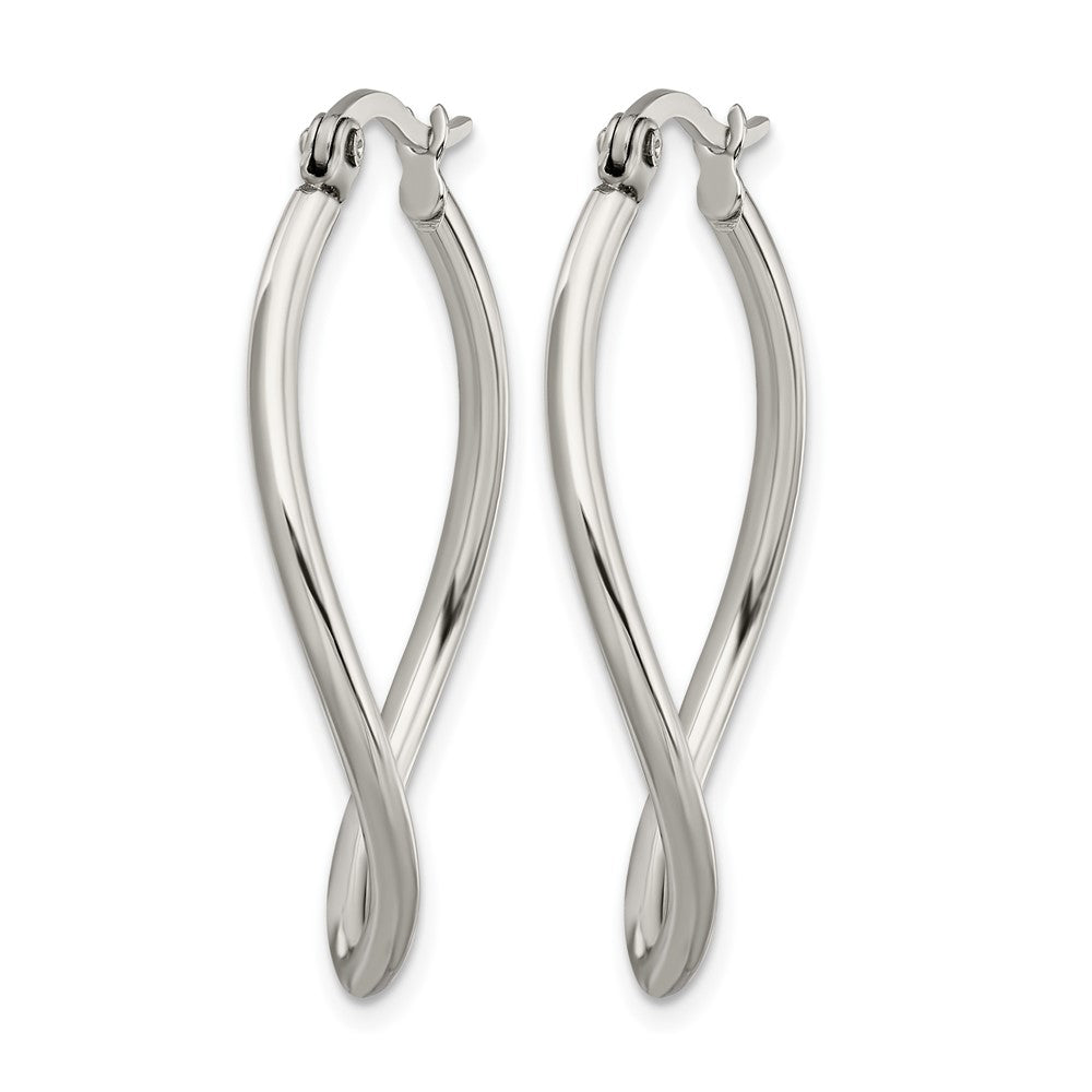 Chisel Stainless Steel Polished Wavy Hoop Earrings