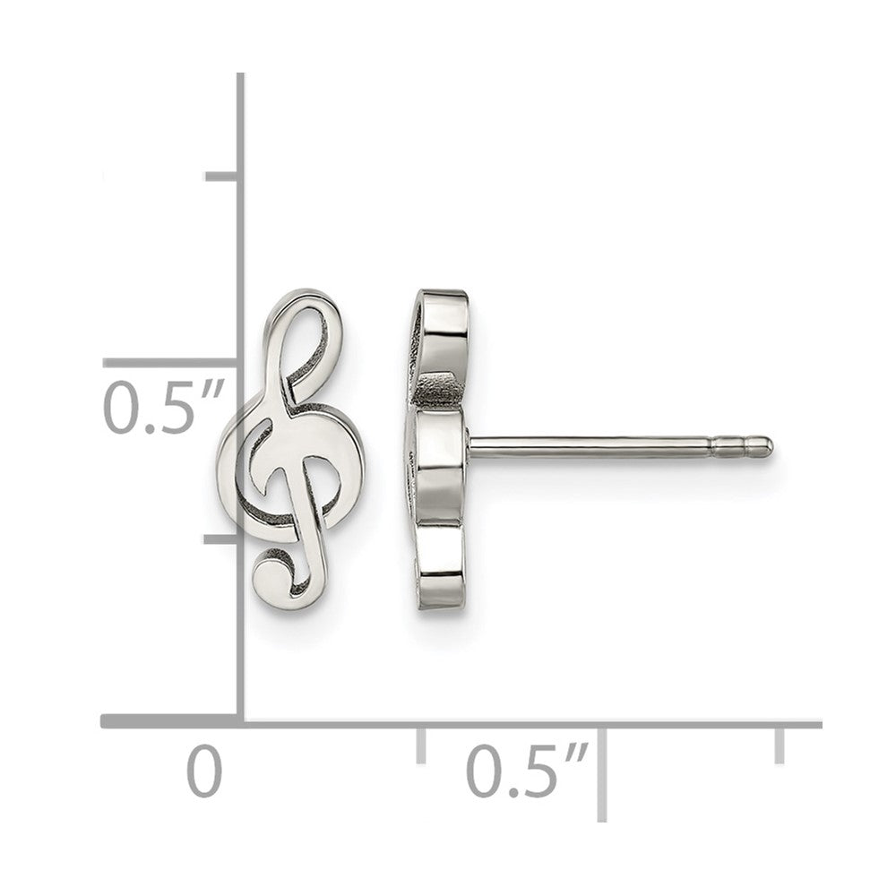 Chisel Stainless Steel Polished Treble Clef Post Earrings