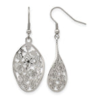 Chisel Stainless Steel Polished Flower Dangle Shepherd Hook Earrings
