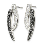 Stainless Steel Polished Post Black and Clear Crystal Earrings