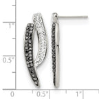 Stainless Steel Polished Post Black and Clear Crystal Earrings