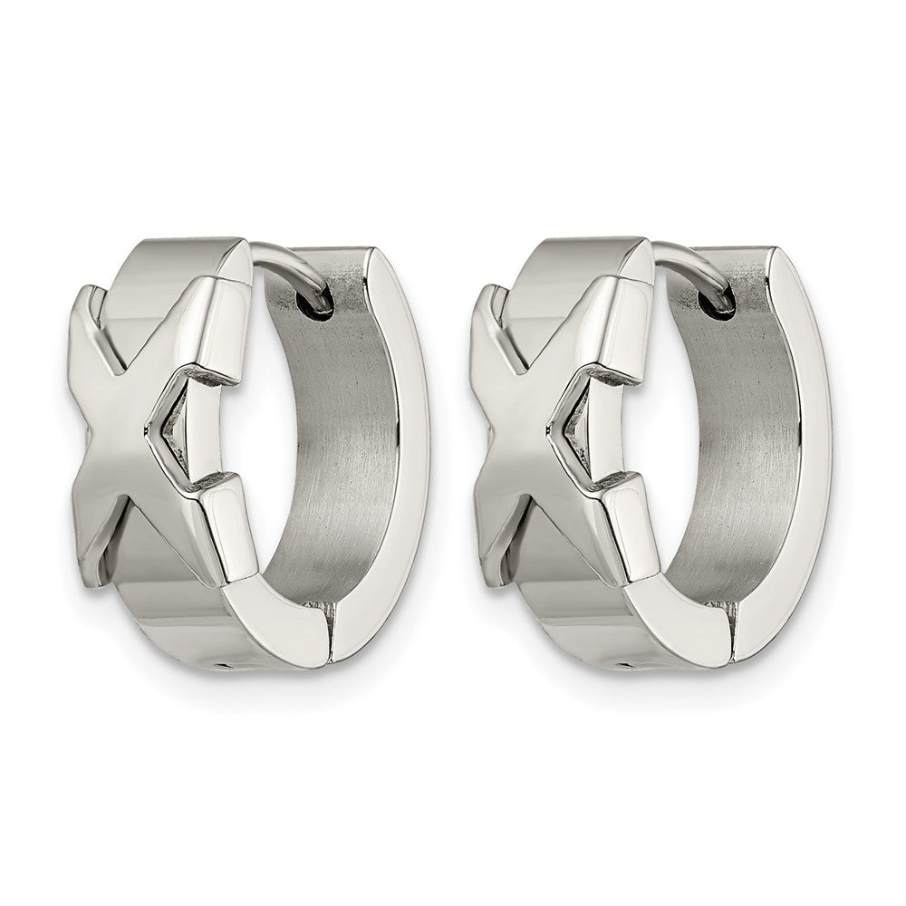 Chisel Stainless Steel Polished X Hinged Hoop Earrings