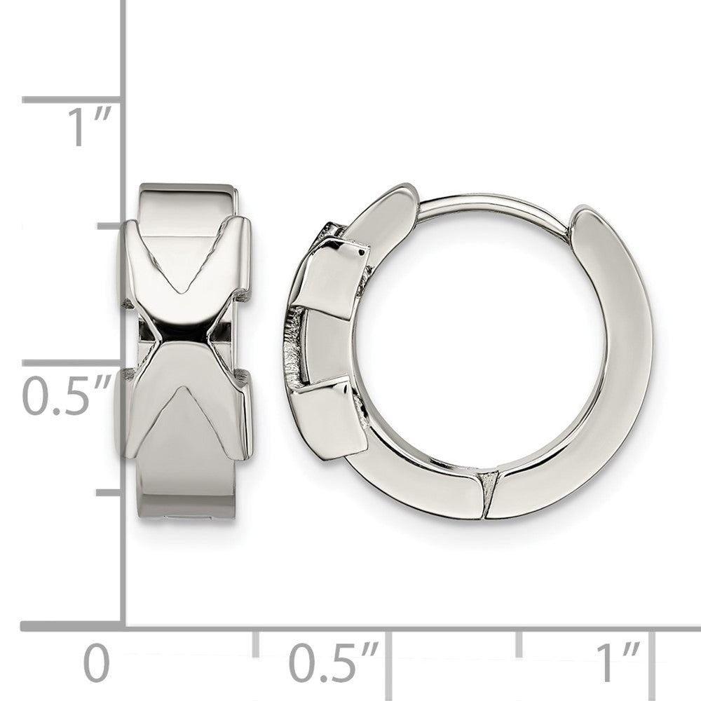 Chisel Stainless Steel Polished X Hinged Hoop Earrings