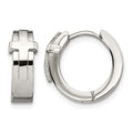 Chisel Stainless Steel Polished Cross Hinged Hoop Earrings