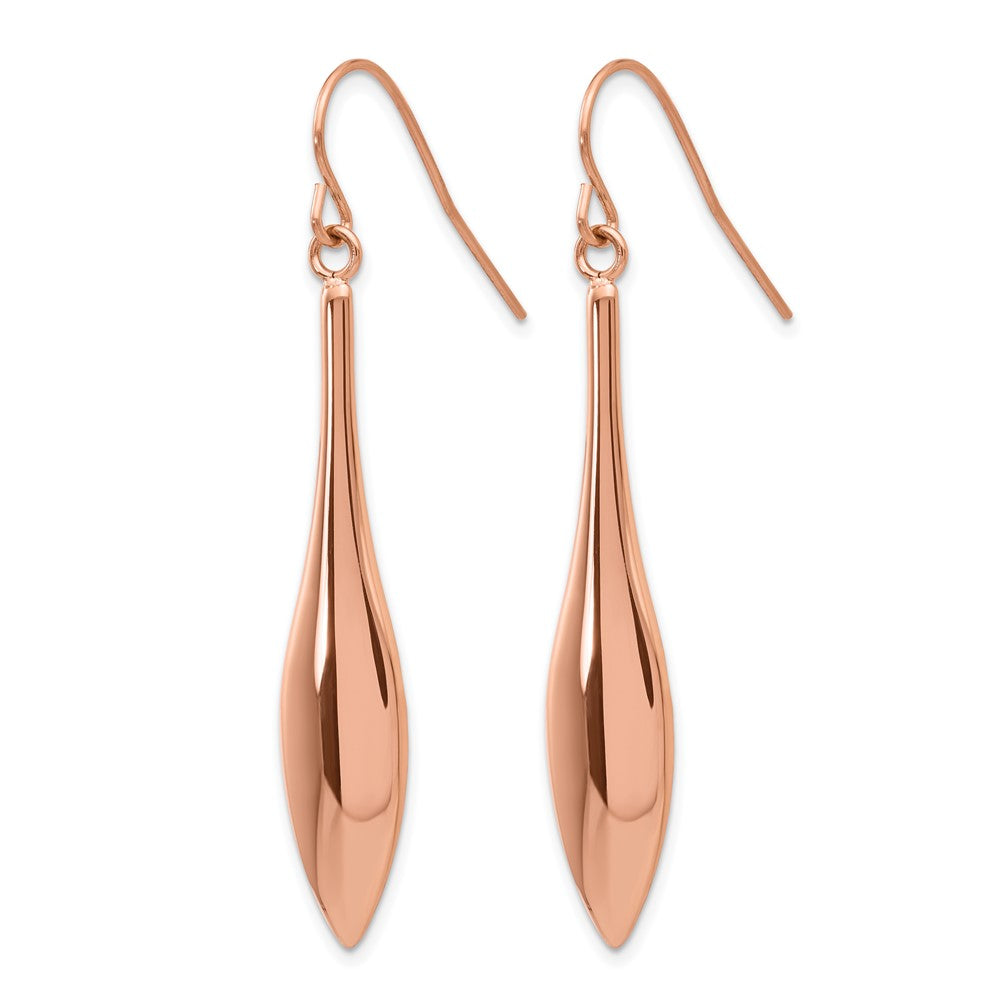 Chisel Stainless Steel Polished Rose IP-plated Dangle Shepherd Hook Earrings