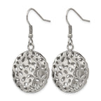 Stainless Steel Polished Puffed Cut-out Design Shepherd Hook Earrings