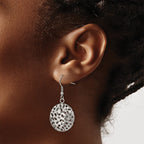 Stainless Steel Polished Puffed Cut-out Design Shepherd Hook Earrings