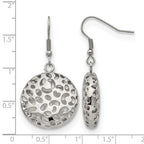 Stainless Steel Polished Puffed Cut-out Design Shepherd Hook Earrings