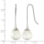 Chisel Stainless Steel Polished with Glass Ball Shepherd Hook Earrings