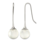 Chisel Stainless Steel Polished with Glass Ball Shepherd Hook Earrings